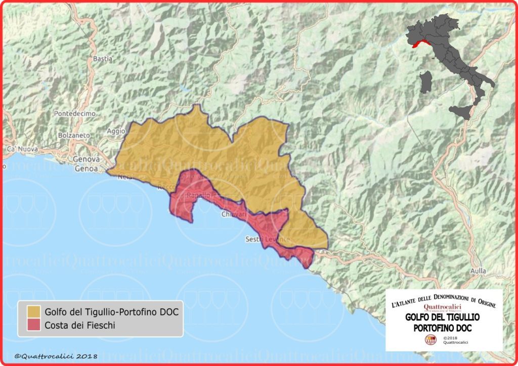 Mappa del territorio del vino Folgo del Tigullio - Portofino DOC